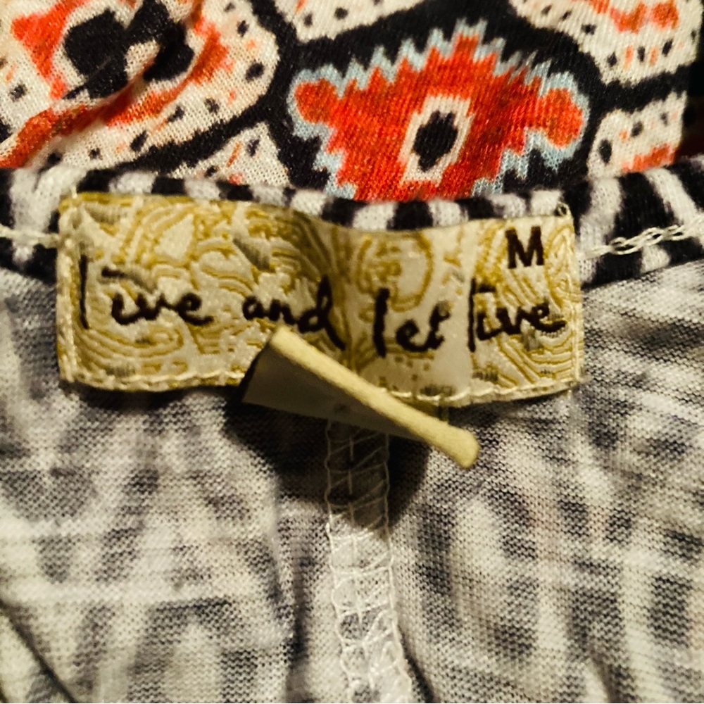 Live And Let Live Size Medium Pattern Orange & Bl… - image 2